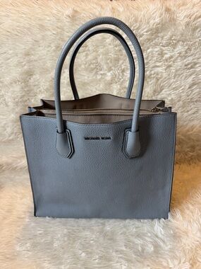 Michael Kors Slate Gray Tote Pebbled Leather Double Handle Medium